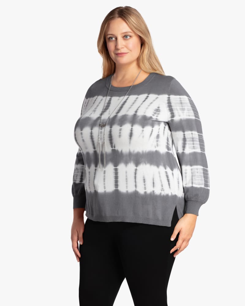 Front of plus size Tie-Dye Long-Sleeve Crewneck by Single Thread | Dia&Co | dia_product_style_image_id:118393